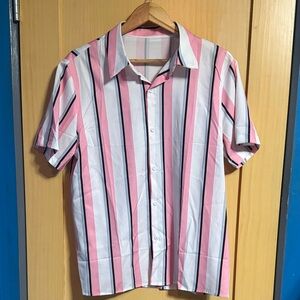 Pink and White Striped Men's Shirt